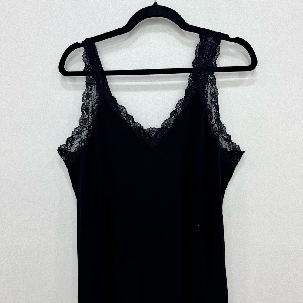 Peruvian Connection Black Nightgown with Lace and Sheer Back Detail Women's XL - Picture 2 of 9